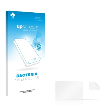 Front side of a product packaging with the brand logo upscreen. Next to it is the corresponding screen protector.