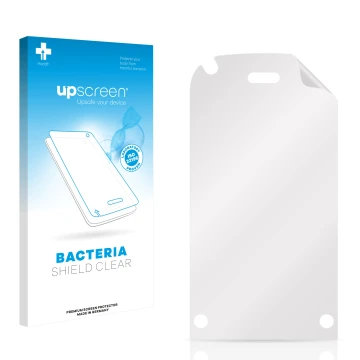 Front side of a product packaging with the brand logo upscreen. Next to it is the corresponding screen protector.