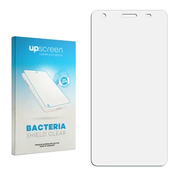 Front side of a product packaging with the brand logo upscreen. Next to it is the corresponding screen protector.