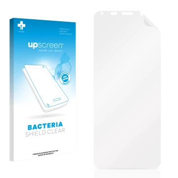 Front side of a product packaging with the brand logo upscreen. Next to it is the corresponding screen protector.
