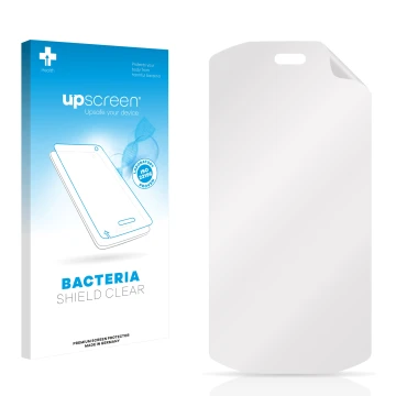 Front side of a product packaging with the brand logo upscreen. Next to it is the corresponding screen protector.