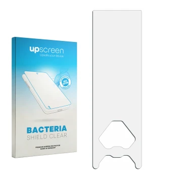 Front side of a product packaging with the brand logo upscreen. Next to it is the corresponding screen protector.
