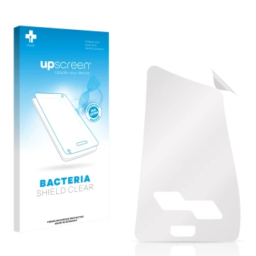 Front side of a product packaging with the brand logo upscreen. Next to it is the corresponding screen protector.