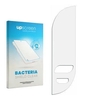 Front side of a product packaging with the brand logo upscreen. Next to it is the corresponding screen protector.