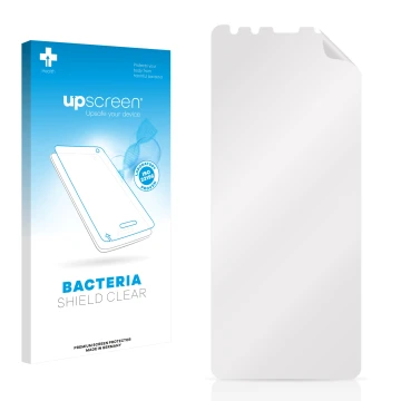 Front side of a product packaging with the brand logo upscreen. Next to it is the corresponding screen protector.