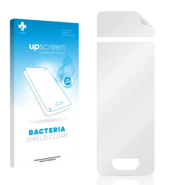 Front side of a product packaging with the brand logo upscreen. Next to it is the corresponding screen protector.