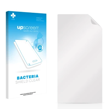 Front side of a product packaging with the brand logo upscreen. Next to it is the corresponding screen protector.