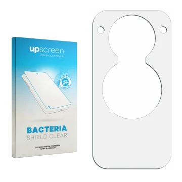 Front side of a product packaging with the brand logo upscreen. Next to it is the corresponding screen protector.
