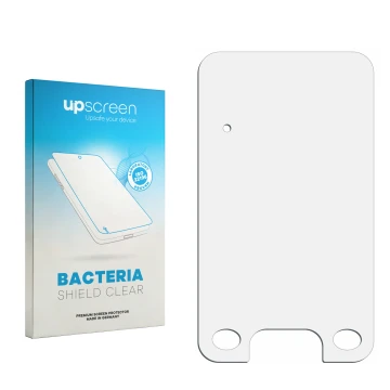 Front side of a product packaging with the brand logo upscreen. Next to it is the corresponding screen protector.