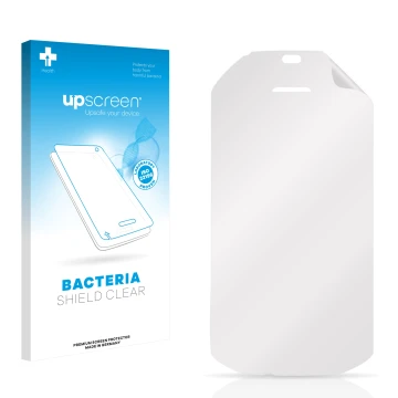 Front side of a product packaging with the brand logo upscreen. Next to it is the corresponding screen protector.