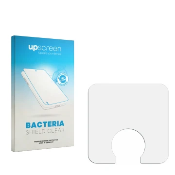 Front side of a product packaging with the brand logo upscreen. Next to it is the corresponding screen protector.