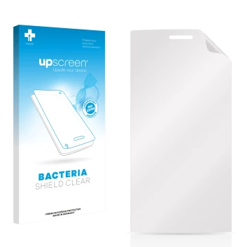 Front side of a product packaging with the brand logo upscreen. Next to it is the corresponding screen protector.