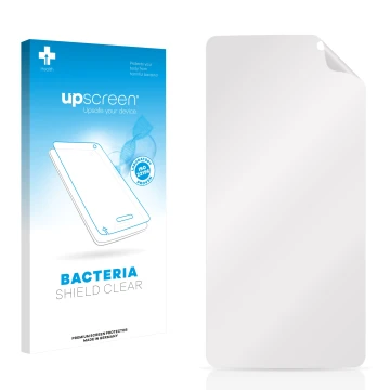 Front side of a product packaging with the brand logo upscreen. Next to it is the corresponding screen protector.
