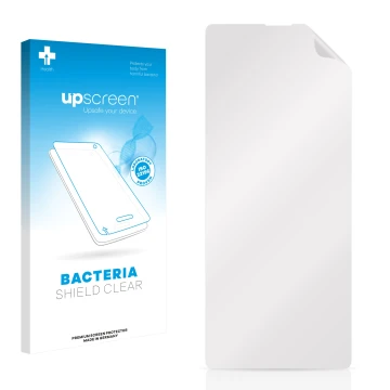 Front side of a product packaging with the brand logo upscreen. Next to it is the corresponding screen protector.