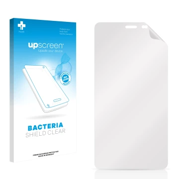 Front side of a product packaging with the brand logo upscreen. Next to it is the corresponding screen protector.