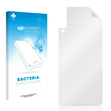 Front side of a product packaging with the brand logo upscreen. Next to it is the corresponding screen protector.