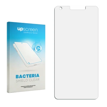 Front side of a product packaging with the brand logo upscreen. Next to it is the corresponding screen protector.