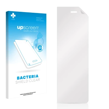 Front side of a product packaging with the brand logo upscreen. Next to it is the corresponding screen protector.