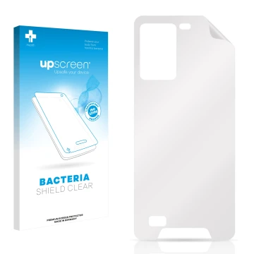 Front side of a product packaging with the brand logo upscreen. Next to it is the corresponding screen protector.