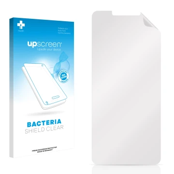 Front side of a product packaging with the brand logo upscreen. Next to it is the corresponding screen protector.