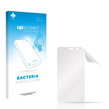 Front side of a product packaging with the brand logo upscreen. Next to it is the corresponding screen protector.