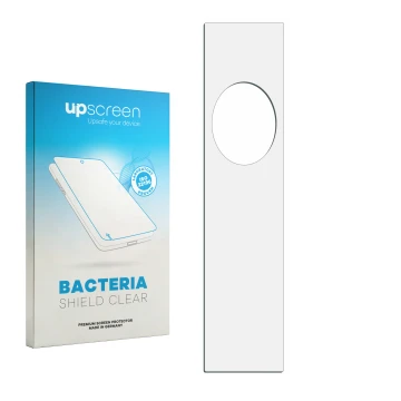 Front side of a product packaging with the brand logo upscreen. Next to it is the corresponding screen protector.