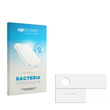 Front side of a product packaging with the brand logo upscreen. Next to it is the corresponding screen protector.