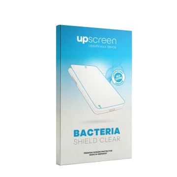 Front side of a product packaging with the brand logo upscreen. Next to it is the corresponding screen protector.