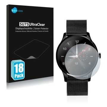 Front side of a product packaging with the brand logo Savvies. Next to it is the device KKmoon K88H shown with the correspondi