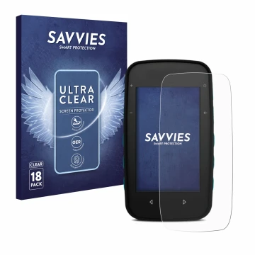 Front side of a product packaging with the brand logo Savvies. Next to it is the device CompeGPS TwoNav Cross shown with the c