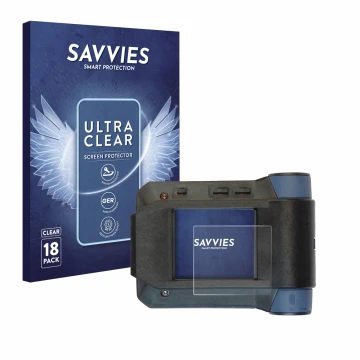 Front side of a product packaging with the brand logo Savvies. Next to it is the device Swissphone s.Quad X15 shown with the c