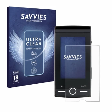 Front side of a product packaging with the brand logo Savvies. Next to it is the device Sigma ROX 12.0 Sport shown with the co