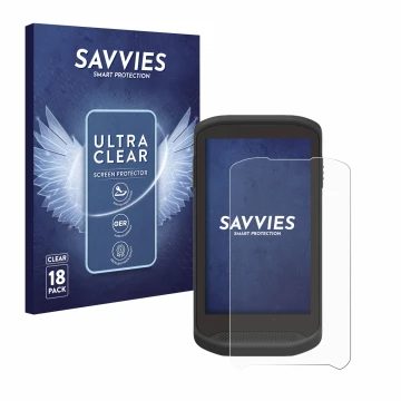 Front side of a product packaging with the brand logo Savvies. Next to it is the device Zebra TC25 shown with the correspondin