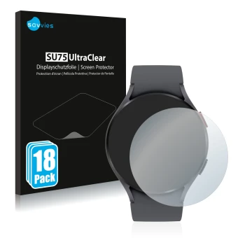 Front side of a product packaging with the brand logo Savvies. Next to it is the device Garmin Fenix 6S Pro shown with the cor