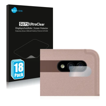 Front side of a product packaging with the brand logo Savvies. Next to it is the device Samsung Galaxy Tab S7 WiFi 2020 (ONLY 