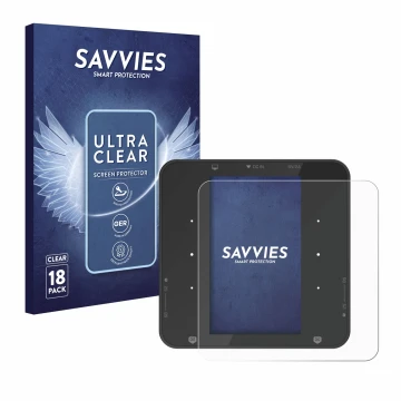 Front side of a product packaging with the brand logo Savvies. Next to it is the device ISDT P30 shown with the corresponding 