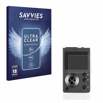 Front side of a product packaging with the brand logo Savvies. Next to it is the device Surfans F20 shown with the correspondi
