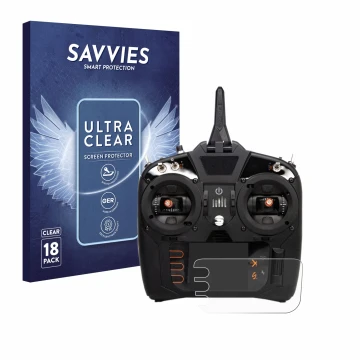 Front side of a product packaging with the brand logo Savvies. Next to it is the device Spektrum NX8 shown with the correspond