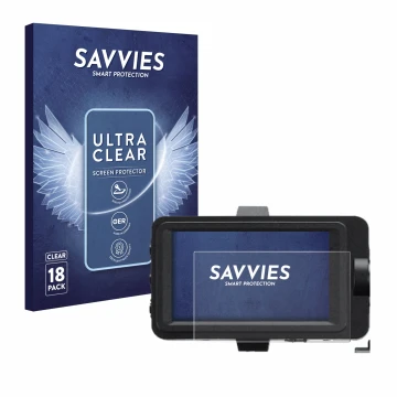 Front side of a product packaging with the brand logo Savvies. Next to it is the device Sony FX6 shown with the corresponding 
