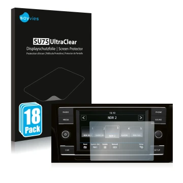 Front side of a product packaging with the brand logo Savvies. Next to it is the device Volkswagen T6.1 California 2021 Compos