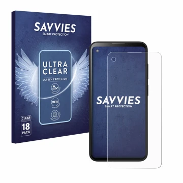 Front side of a product packaging with the brand logo Savvies. Next to it is the device Blackview BL5000 shown with the corres