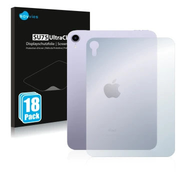 Front side of a product packaging with the brand logo Savvies. Next to it is the device Apple iPad Mini 6 WiFi 2021 (6. Gen, B