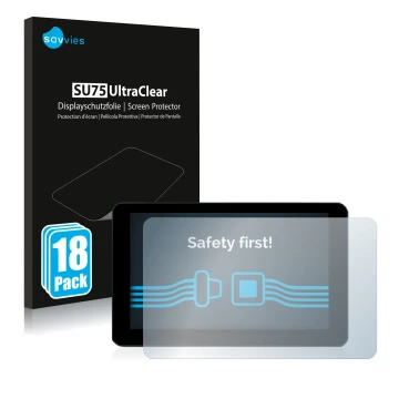 Front side of a product packaging with the brand logo Savvies. Next to it is the device Zontes 310V Cruiser shown with the cor