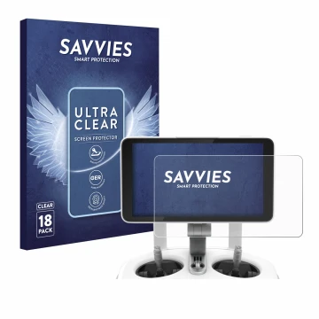 Front side of a product packaging with the brand logo Savvies. Next to it is the device DJI Phantom 4 Pro+/Adv+ 5.5