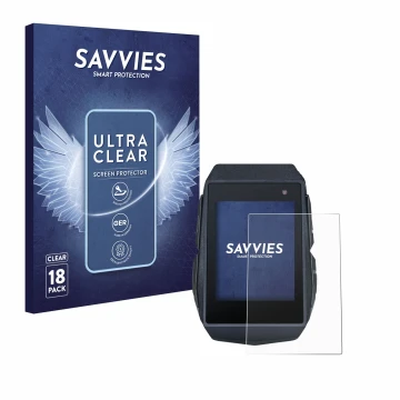 Front side of a product packaging with the brand logo Savvies. Next to it is the device Sigma ROX 11.1 Evo shown with the corr
