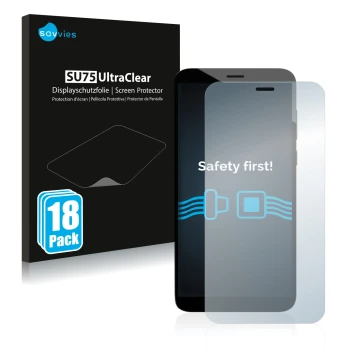 Front side of a product packaging with the brand logo Savvies. Next to it is the device Pine64 PinePhone Pro Explorer Edition 