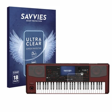 Front side of a product packaging with the brand logo Savvies. Next to it is the device KORG Pa1000 shown with the correspondi