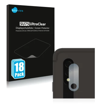 Front side of a product packaging with the brand logo Savvies. Next to it is the device Samsung Galaxy Tab S8 Plus WiFi (ONLY 