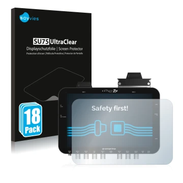 Front side of a product packaging with the brand logo Savvies. Next to it is the device Convergent Design Odyssey 7Q+ shown wi
