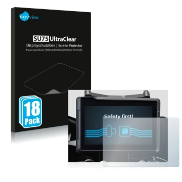 Front side of a product packaging with the brand logo Savvies. Next to it is the device KTM 1290 Super Duke GT 2022 TFT 7